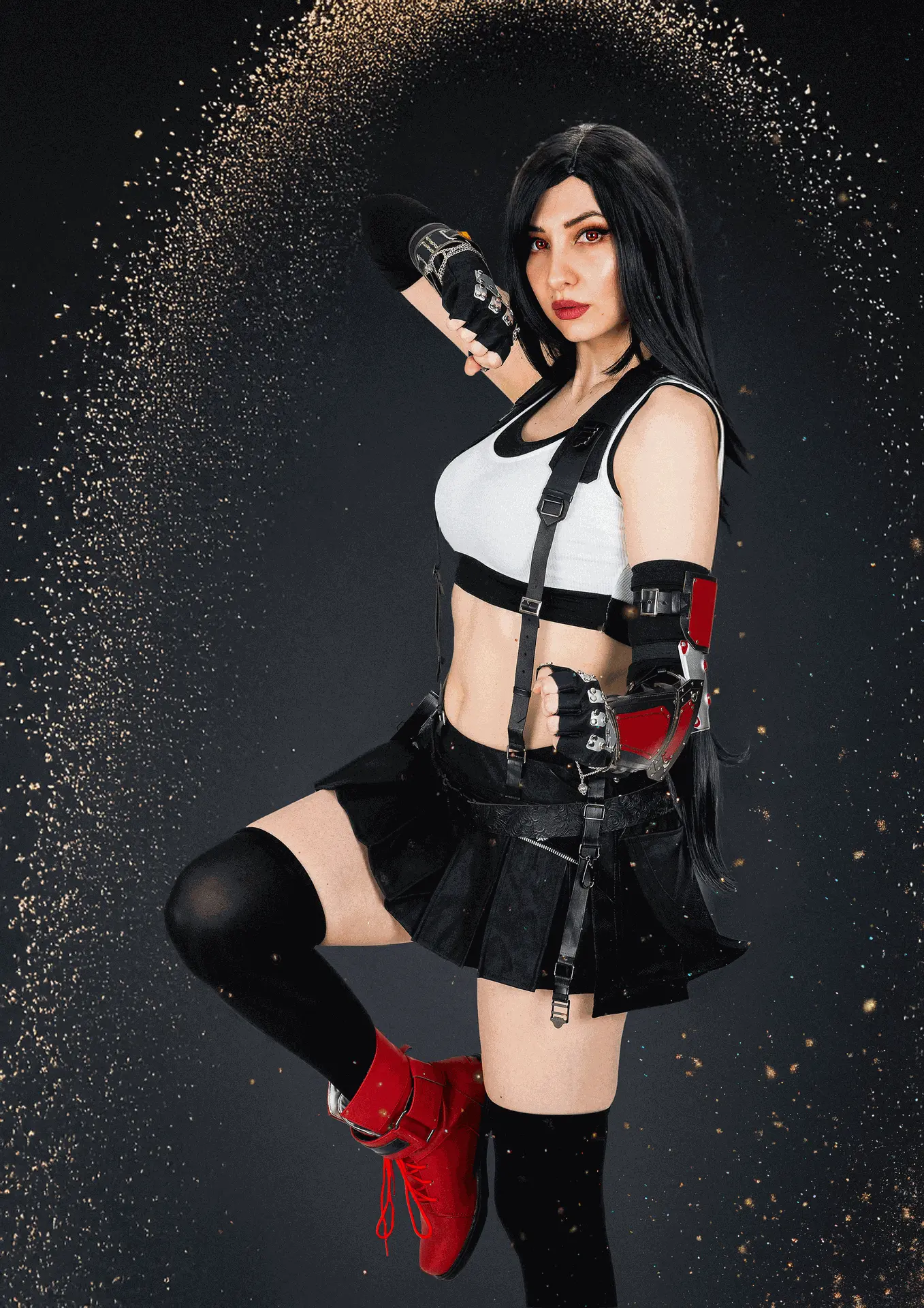 Cosplayer SoyIttara con el cosplay de Tifa Lockhart posando