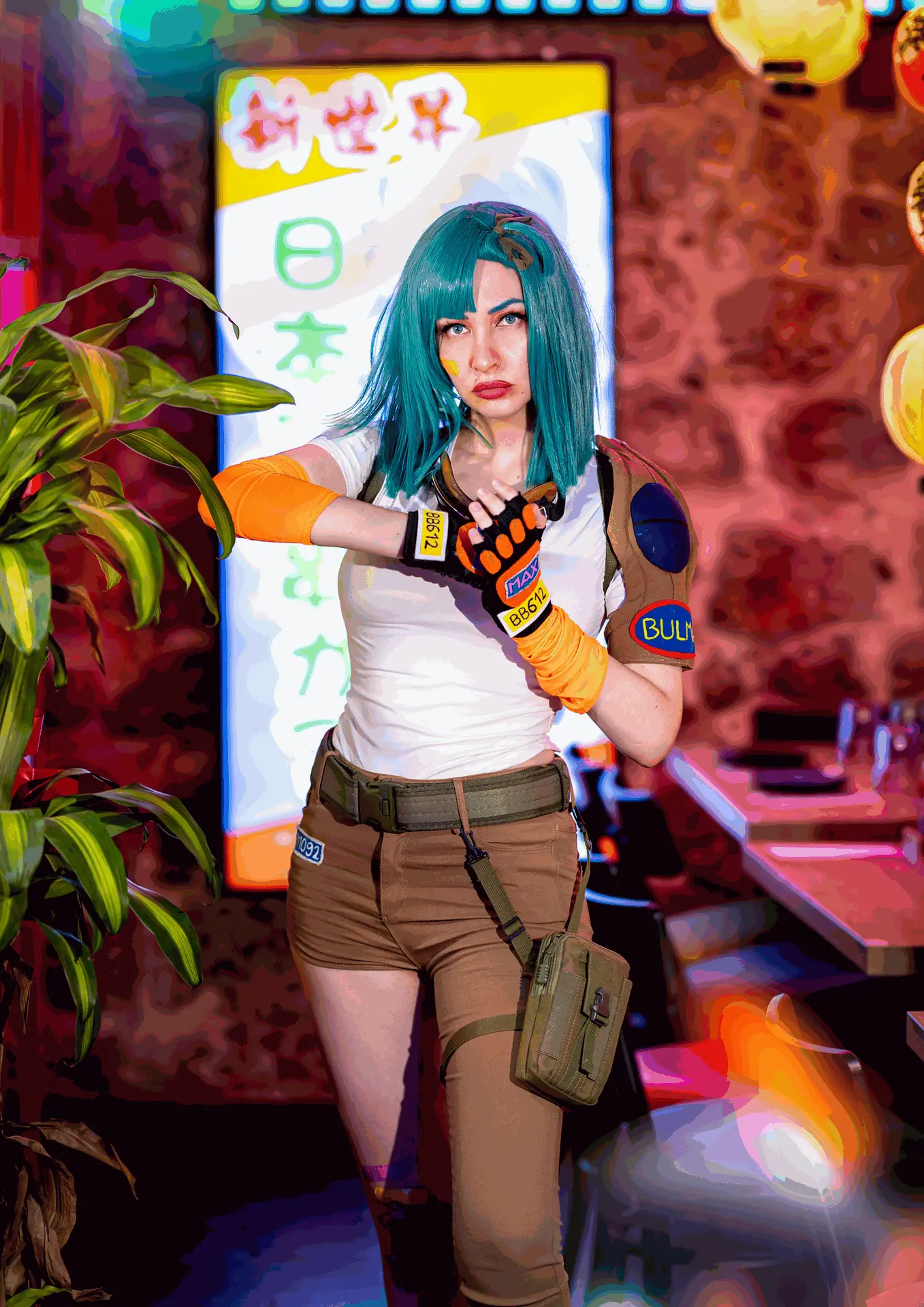Cosplay de Bulma Dragon Ball en restaurante japonés