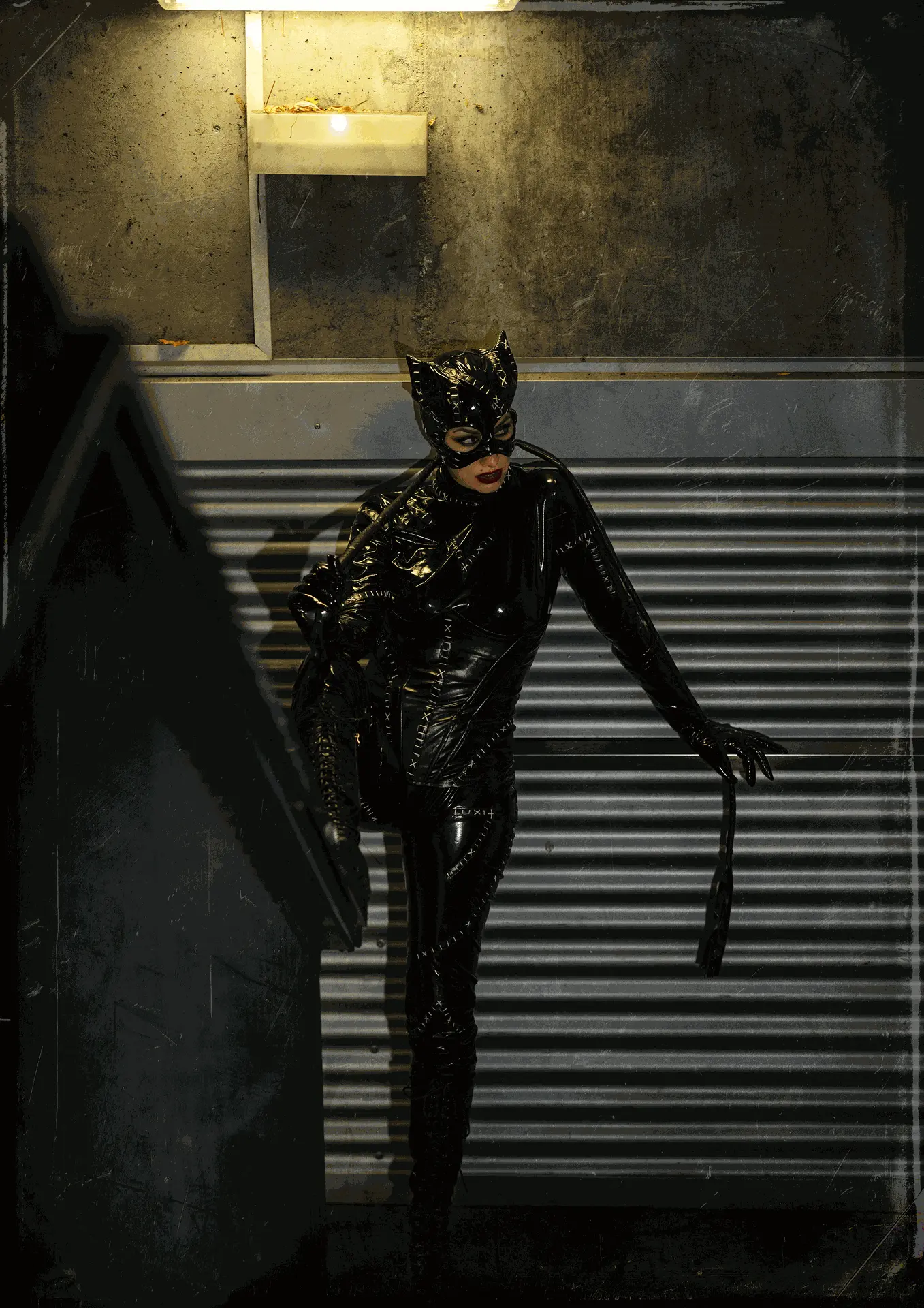 Cosplay Catwoman Batman Returns con traje vinilo completo