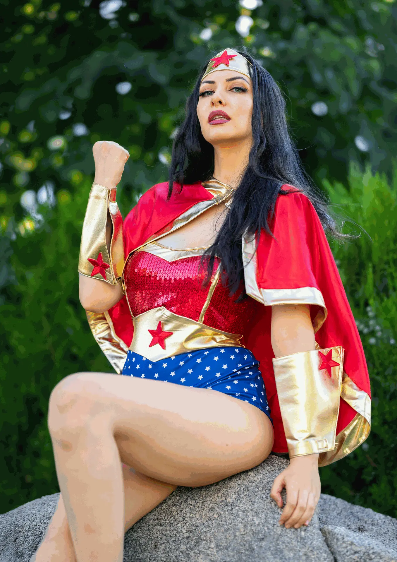 Traje clásico de Wonder Woman fotografía de cosplay