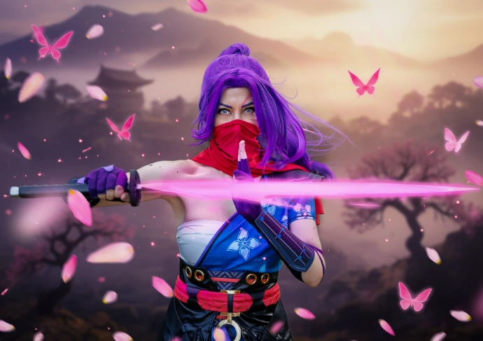 Fotografía de cosplay profesional Psylocke Mariposa Mental Marvel Rivals