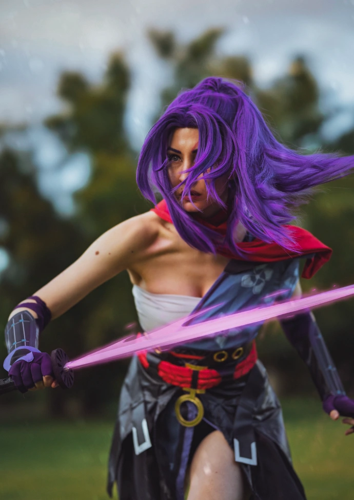 Recreación de Psylocke Marvel Rivals en cosplay por Soyittara