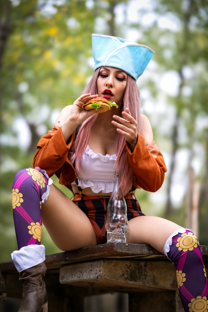 Cosplay Jewelry Bonney pirata de One Piece con hamburguesa