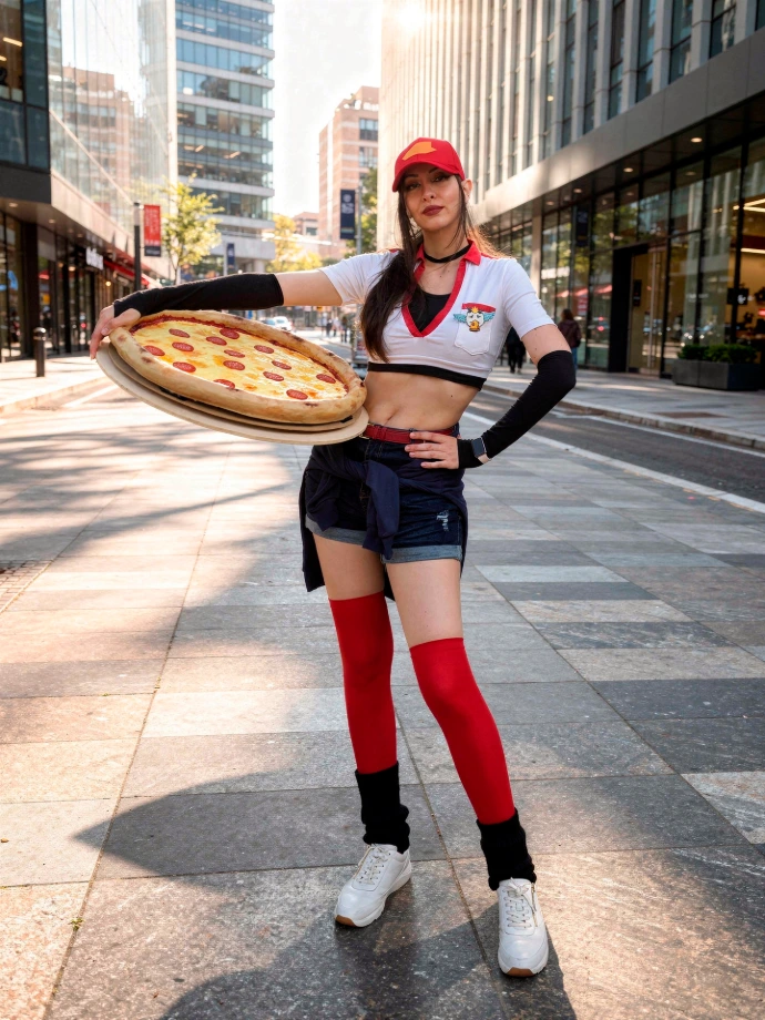 Sivir Pizza Delivery cosplay con uniforme
